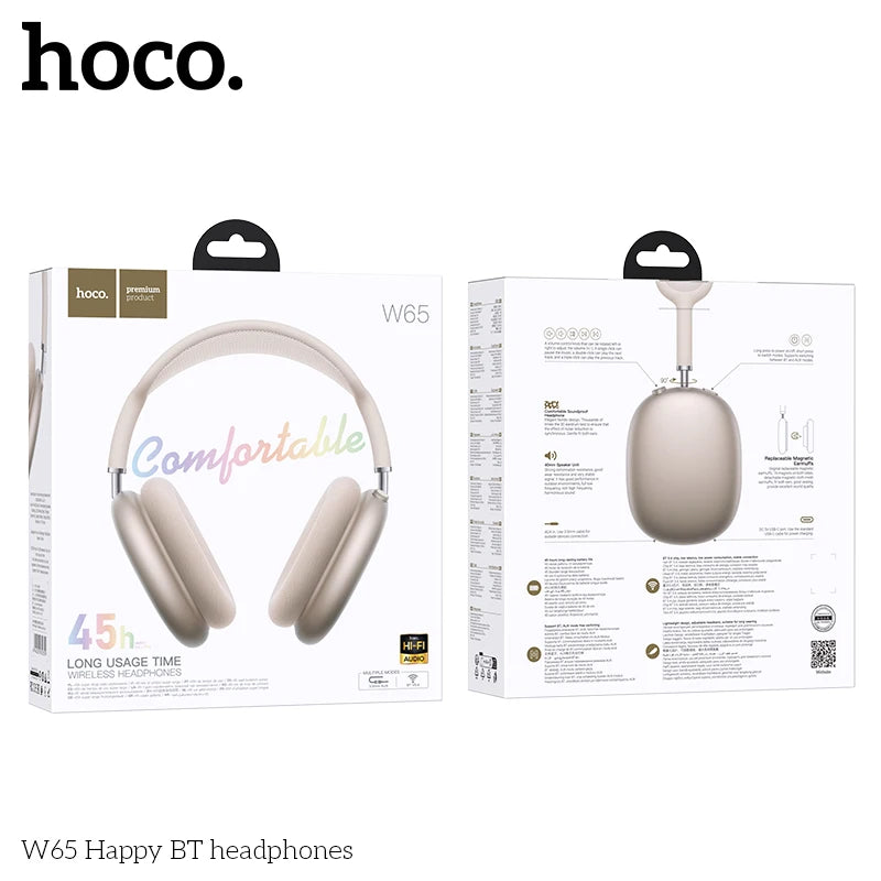Casque Bluetooth HOCO W65 – Confort Premium & Autonomie 45h